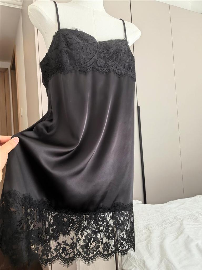 1527 Plus Size Lace Camisole Nightgown - Sexy, Pure Desire, Ice Silk Imitation Pajamas