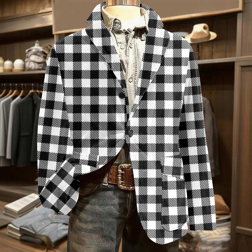 Men's Printed Corduroy Warm Pocket Suit Jacket Cardigan Men's Casual Suit
