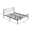 Double Bed Frame in Steel 160x200cm with Slats, Headboard and Footboard - Black