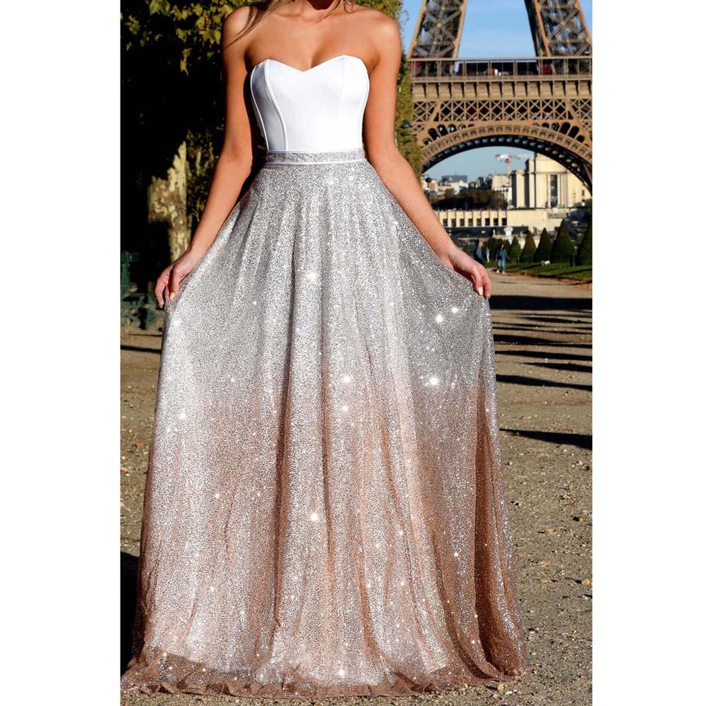 Women Sexy  Hot Stamping Strapless Sleeveless Long Party Elegant Dress