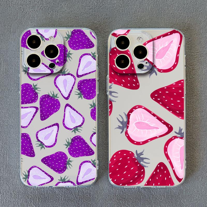 Color Fruits Banana Strawberry Clear Phone Case For iPhone 14 13 12 11 Pro Max 13 12 Mini 14 7 8 Pus XR XS X Transparent Covers