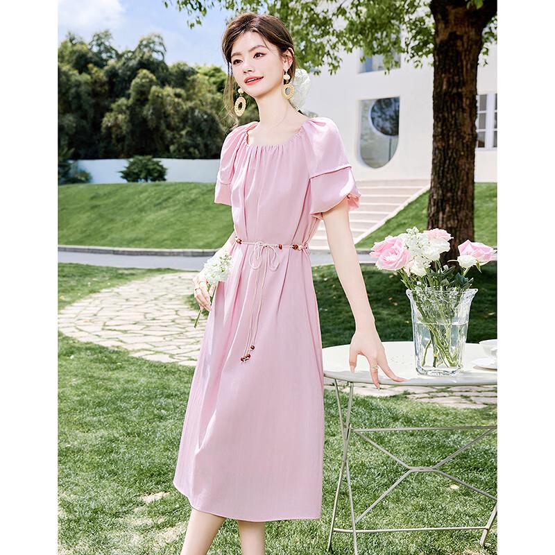 Elegant Short Sleeve Mid-Length A-Line Dress