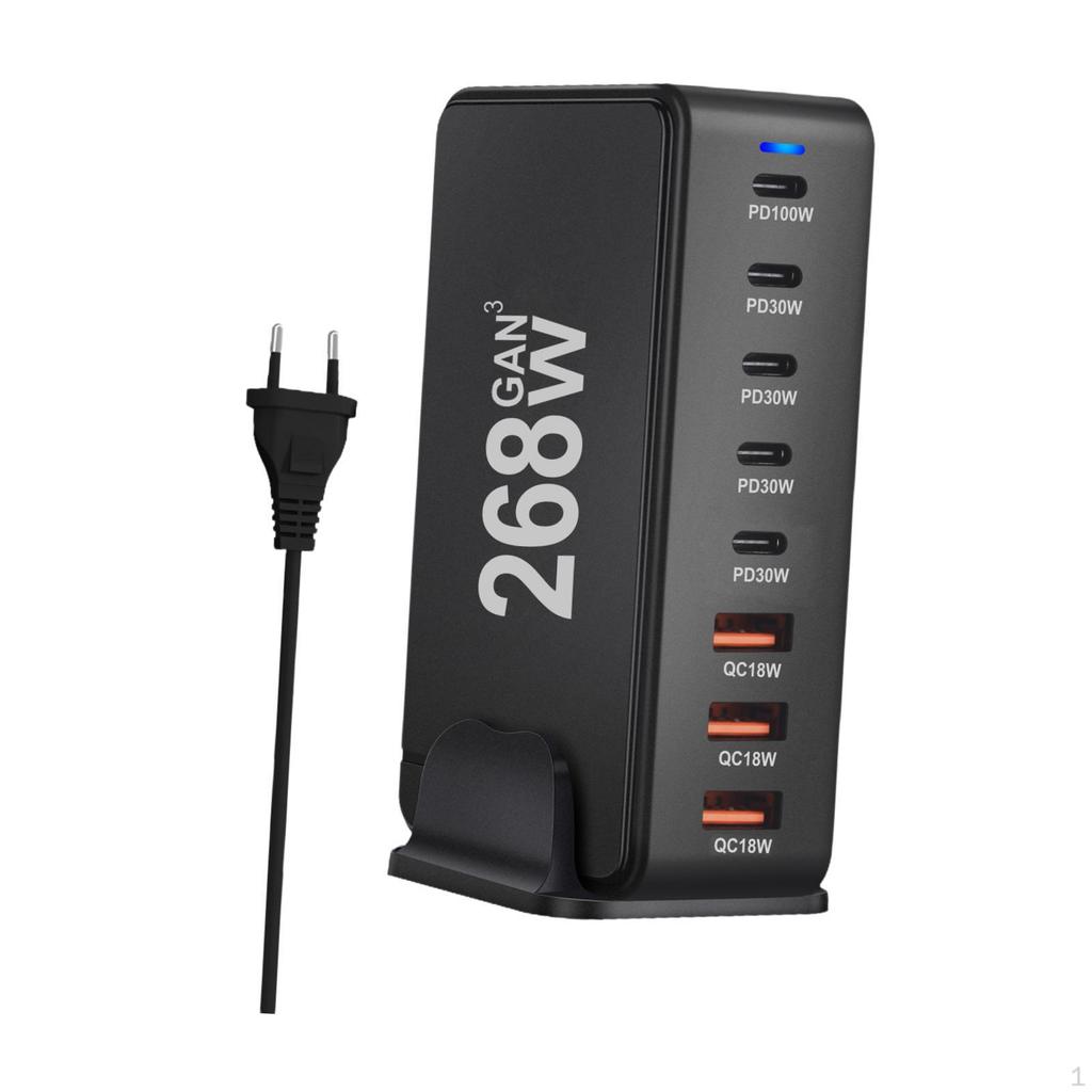 268W USB C Ladegerät PD 8 Ports Desktop Adapter Ladestation Weiß