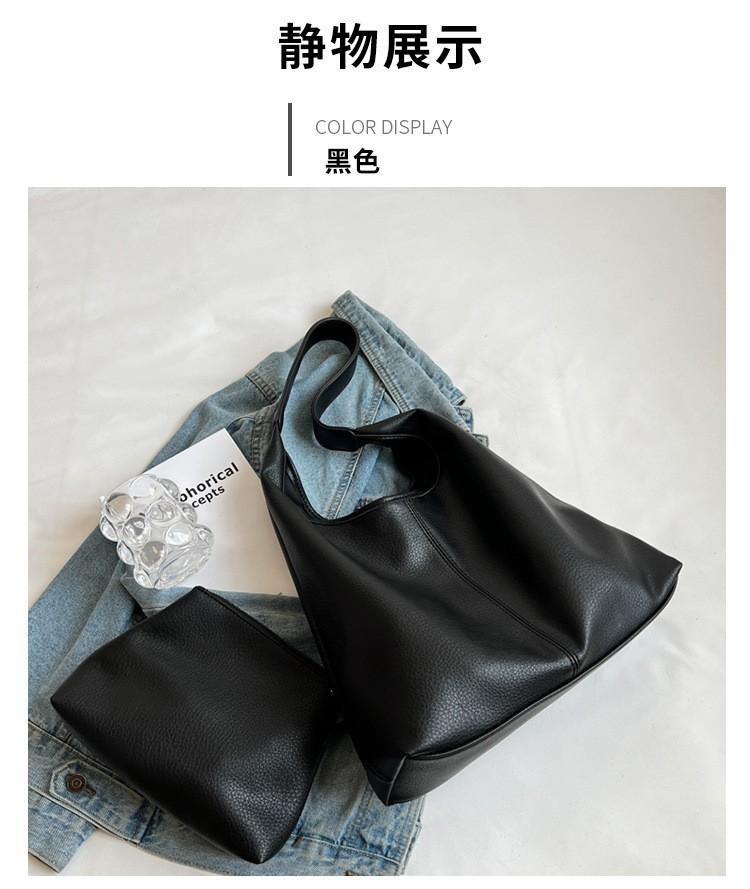 

Зимняя новая женская сумка большой вместимости универсальная сумка женская модная сумка через плечо текстурная сумка-ведро для мамы и ребенка сумка-тоут для поездок на работу чёрный