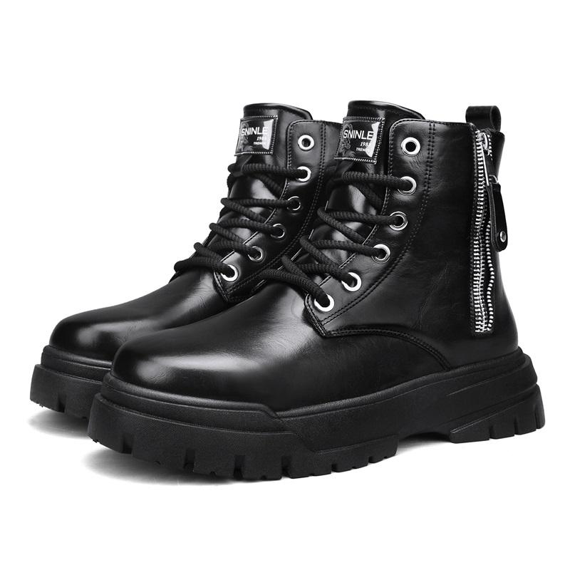 

Мужские высокие ботинки Модные повседневные кожаные ботинки Мужские кроссовки На шнуровке Ботильоны Мотоциклетные ботинки на платформе Zapatillas Hombre 39