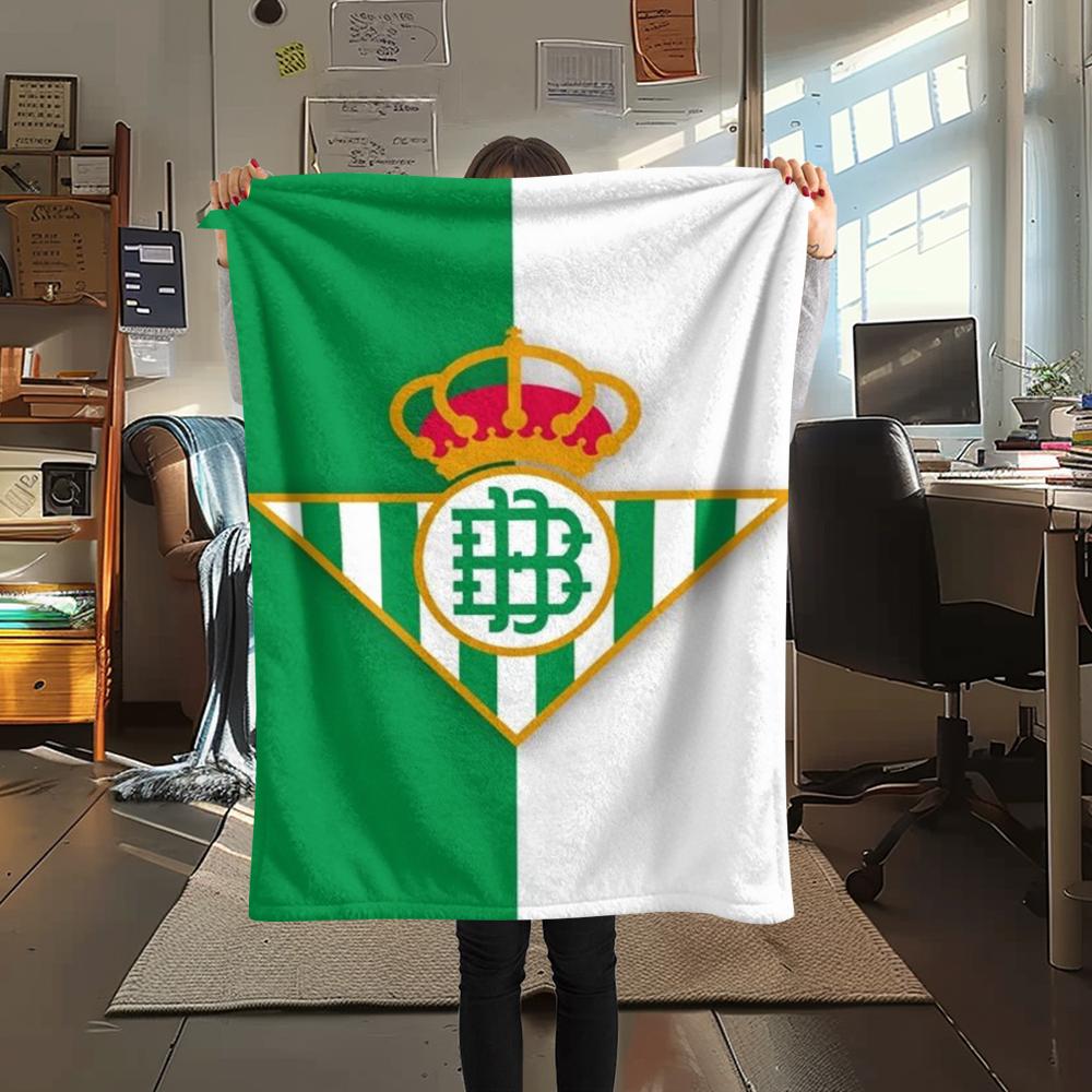 1Pc Real Betis Print Flannel Blanket, High quality Comfortable for All Seasons, Home Decor, Warmth and Comfort, Perfect for Christmas GiftS