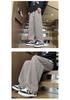 Unisex Black & White Striped Drapey Straight-Leg Pants, 2024 Spring/Autumn Wear-Resistant Casual Pants for Teens