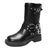 Martin boots women's summer thin 2025 new thin boots thick-soled versatile belt buckle retro British style short boots