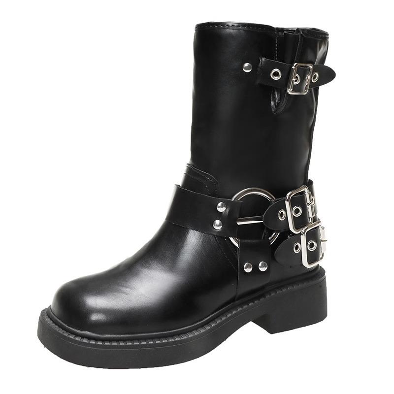 Martin boots women's summer thin 2025 new thin boots thick-soled versatile belt buckle retro British style short boots
