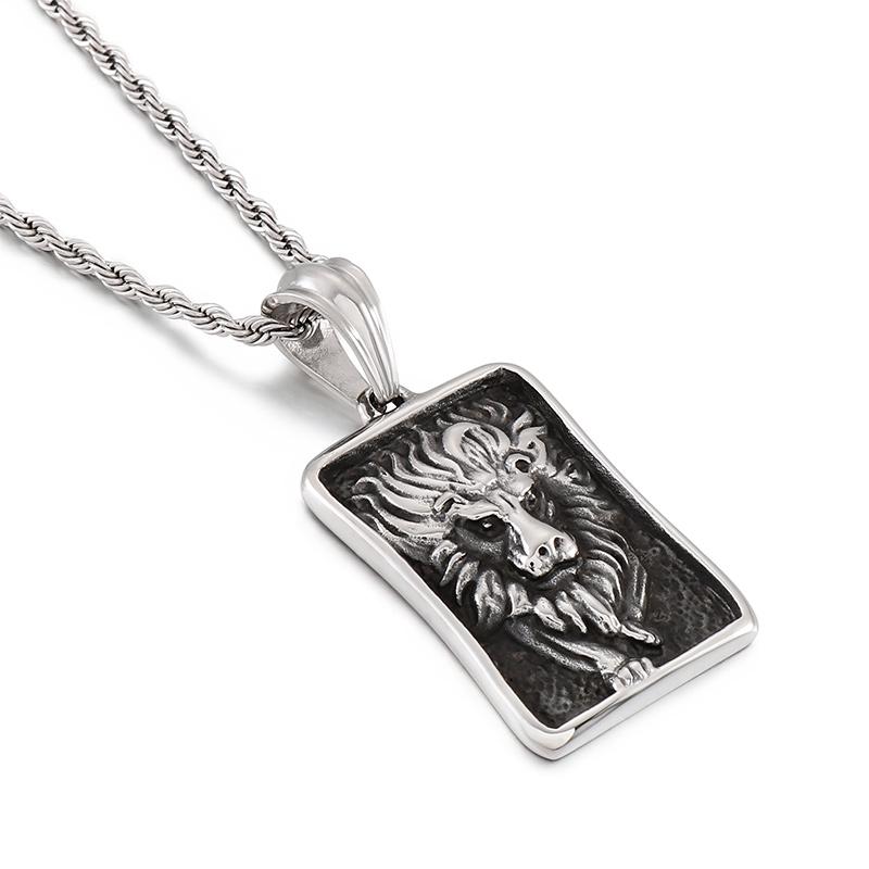 

Trend Animal Pendant for Men Vintage Stainless Steel Ladies Necklace Multi Size High Quality Twisted Chain Metal Jewelry Gift 60cm
