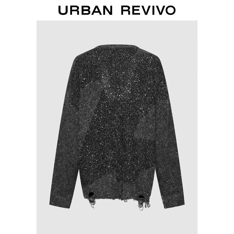 

UR2025 Женский трикотажный кардиган с пайетками, с V-образным вырезом и эффектом потертости S