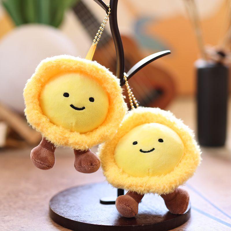 Kawaii Plush Egg Tart Keychain Sunflower Pendant Creative Plushie Toy Figurines Novel Bag Accessories Cute Gift for Women