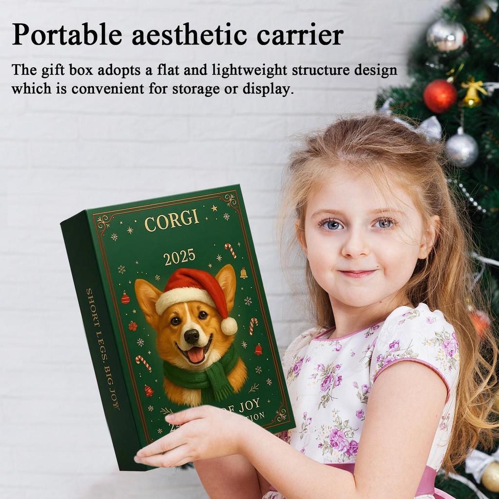 2025 Christmas Advent Calendar With 24 2D Acrylic Dog Pendants For Christmas Countdown Suitable For Car Mirrors, Christmas Tree