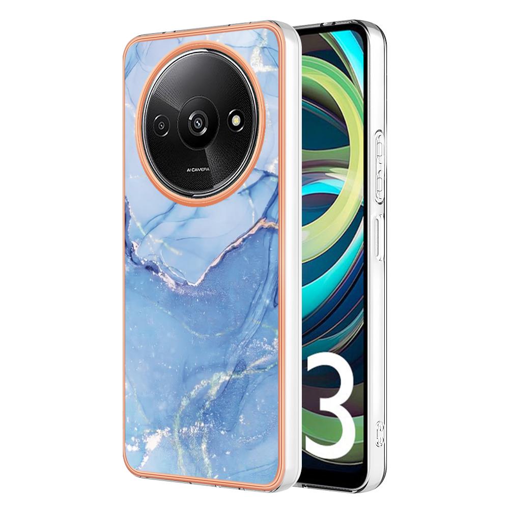 YB IMD Series-16 Style-E For Xiaomi Redmi A3/Poco C61 4G Electroplating Case Marble Pattern 2.0mm TPU Phone Cover