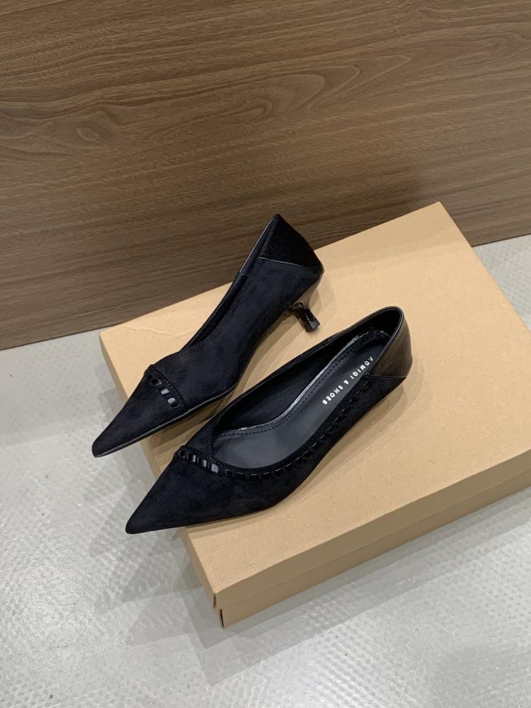 

Design sense niche shallow mouth single shoes pointed high heels women s early autumn 2025 new French women s shoes black shoes 39