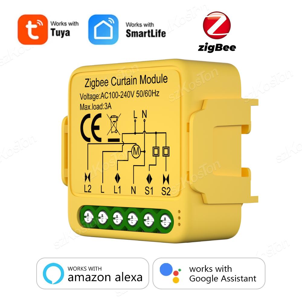 Tuya Smart WiFi Zigbee3.0 Curtain Module Blinds Switch Connected Roller Shutter Electric Motor Compatible with Alexa Google Home