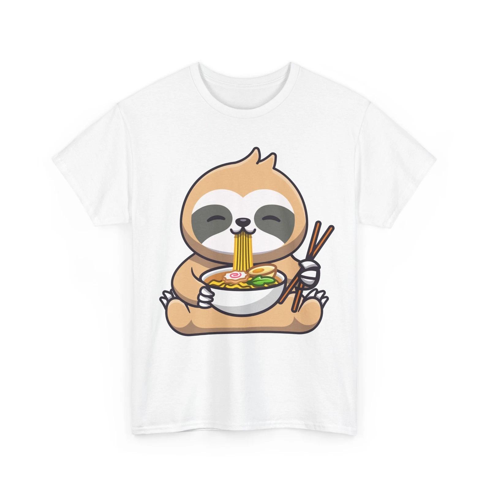 Sloth Shirt, Kawaii Sloth Eating Ramen Japanese Food Lovers Women Men T-shirt S