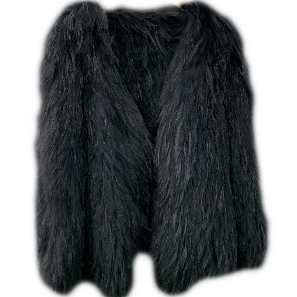 Fur New Raccoon Hair Double-sided Woven Fur Coat for Women