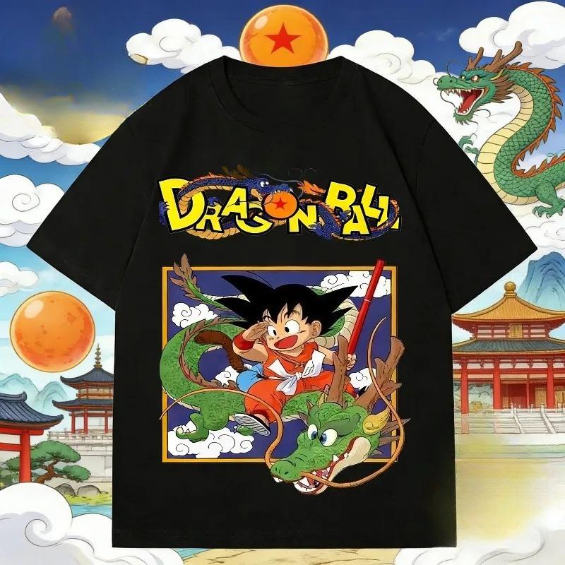 2026 Summer Dragon Ball Retro Cotton Unisexs TShirt Goku  Shenron Classic Scene Design Casual Unisex Streetwear Y2k Top Tee