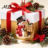 Reusable Holiday Gift Box Christmas Money Holder Ornament for Tree, Acrylic Cash Decoration with Red Notes Ribbon, Surprise Hanging