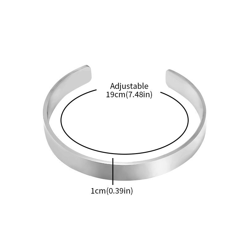 Günstiges Einfaches Armband mit verstellbarer Öffnung C-förmiges Armband Graviertes Muster Text Edelstahlarmband
