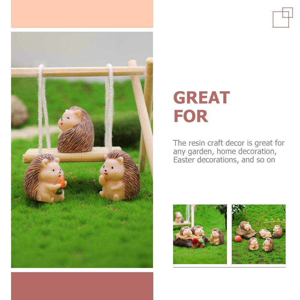 12 Pcs Mini Simulation Hedgehog Ornament Resin Animal Decoration Adornment Statue Figurines