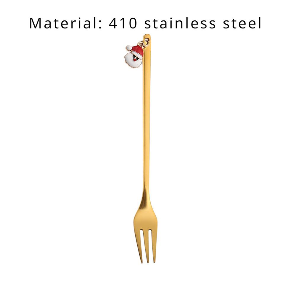 HANYANG Stainless Steel Christmas Dessert Spoon and Fork Gift Set Fruit Fork Father Christmas Coffee Spoon Hotel Household Tableware