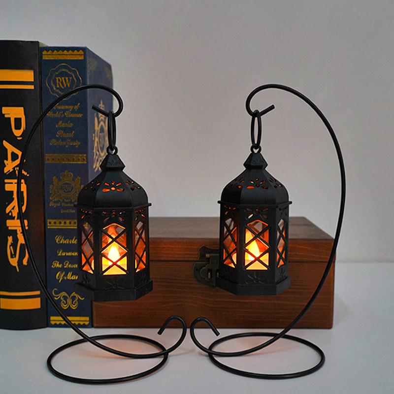 Retro Desktop Lamp - Halloween Ambient Decor & Creative Gift Hexagonal Led Wind Lamp Candle Lamp Portable Pony Lamp