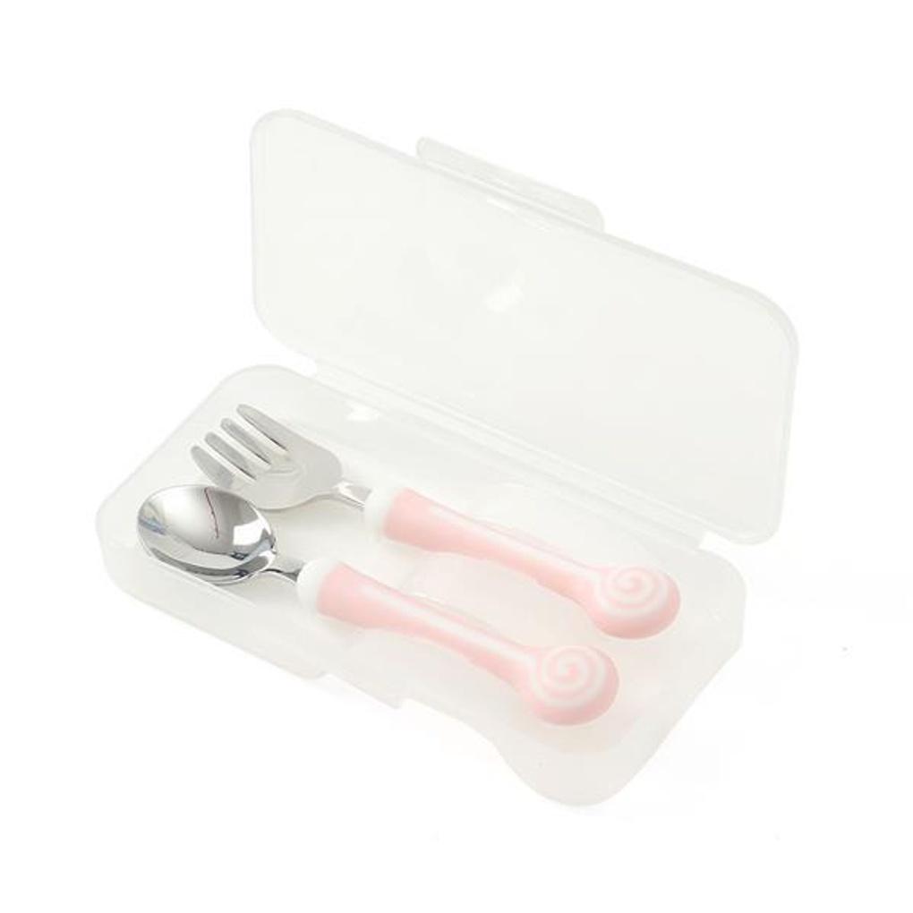 Polly Toddler Candy Spoon and Fork Set (Pink)
