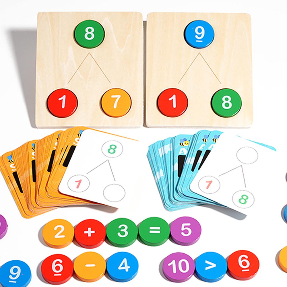 Montessori Mathe-Zuordnungs-Rechenspielzeug, Holz 1-10 Addition und Subtraktion Frühes Lernpuzzle, Kleinkinder-Lernspielzeug