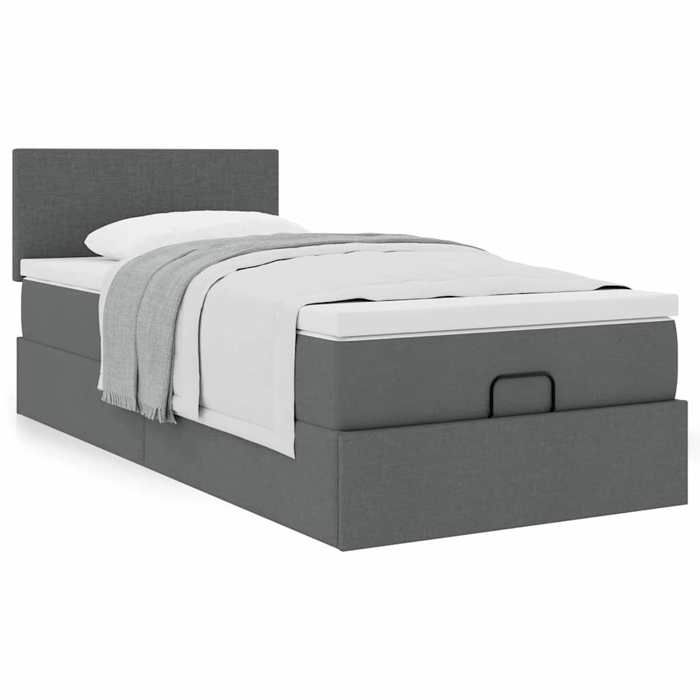 Maison Exclusive - Cadre de lit ottoman avec matelas gris foncé 80x200 cm tissu