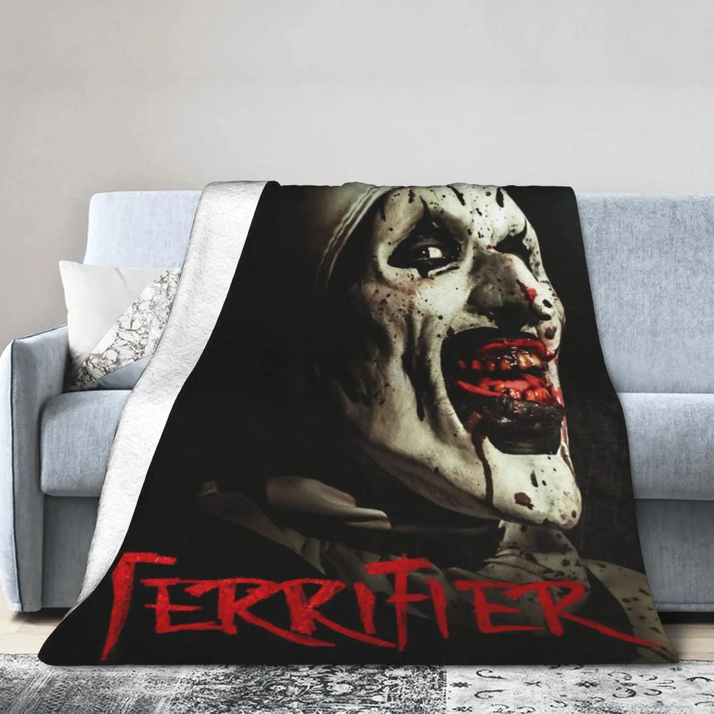 Terrifier Horror Movie Plush Blanket  Soft Warm Flannel Throw for Kids and Adults Perfect for Bed Couch or Sofa