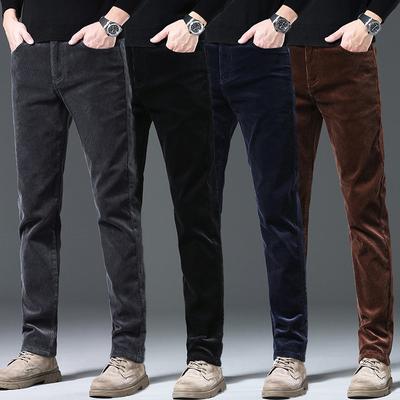 Jesień/Zima 2024 Aksamit/Regularny męski sztruks bawełniany przyjazny dla skóry luźne modne spodnie casualowe z pasiastym aksamitem