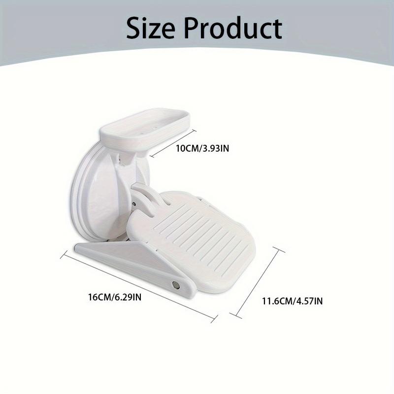 Strong Suction Cup Folding Shower Footstool Non-Slip Surface Space-Saving Installation for Bathroom Shower Bath Tub Pedicure Shaving Foot Rest Support