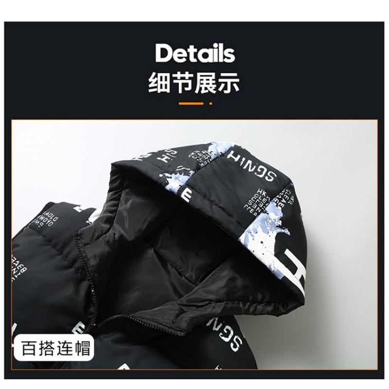 Men Reversible Thick Warm Hooded Casual Fashion Sleeveless Cotton Padded Vest