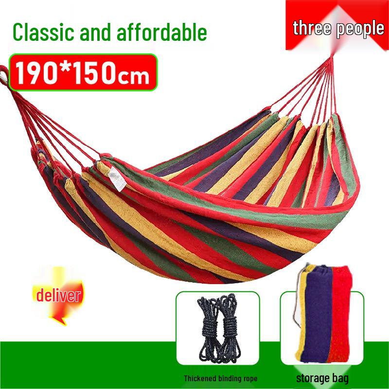 Reinforced Wooden Stick Canvas Outdoor Camping Hammock