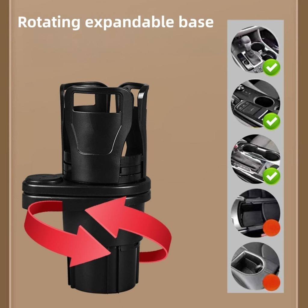 2 In 1 Vehicle Mounted Slipproof Cup Holder 360 Degree Rotating Water Car Cup Holder Multifunctional Auto Accessory