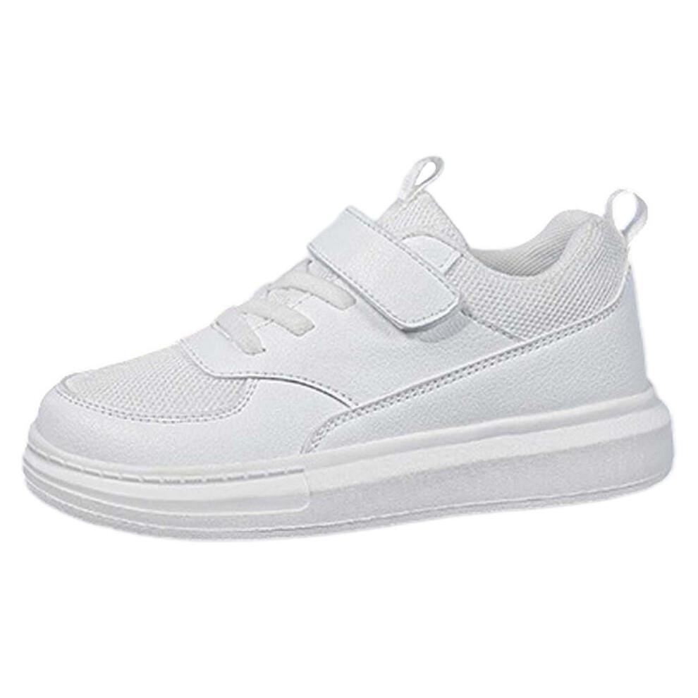 Boys & Girls Lightweight Athletic Sneakers – Comfortable Casual Shoes for School, Running & Everyday Wear – White, Size 35