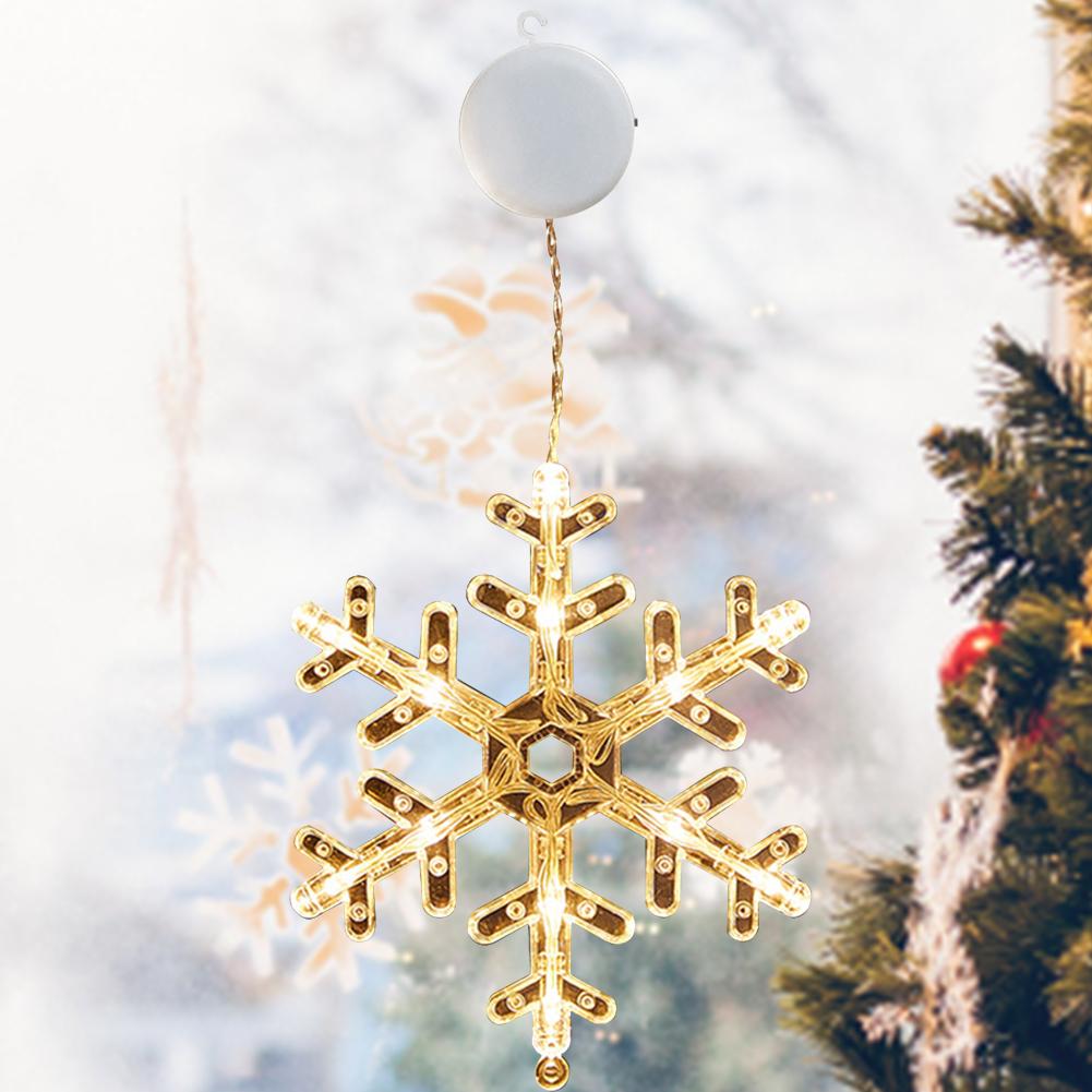 3D Christmas Window Lights Warm White Snowflake Santa Snowman Star Lamp Window Hanging Decor Light for Bedroom Window Wall Door