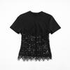 Black Lace Fish-bone Shirts For Women 2026 Spring Summer Chic Short Sleeve O-neck Blouse Lady Street Y2K Tops