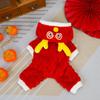 New Year'S Quirky Hooded Pet Four-Legged Coat New Year'S Red Puppy Dog Out Padded Warm Onesie High-Value New Year'S Eve Robes