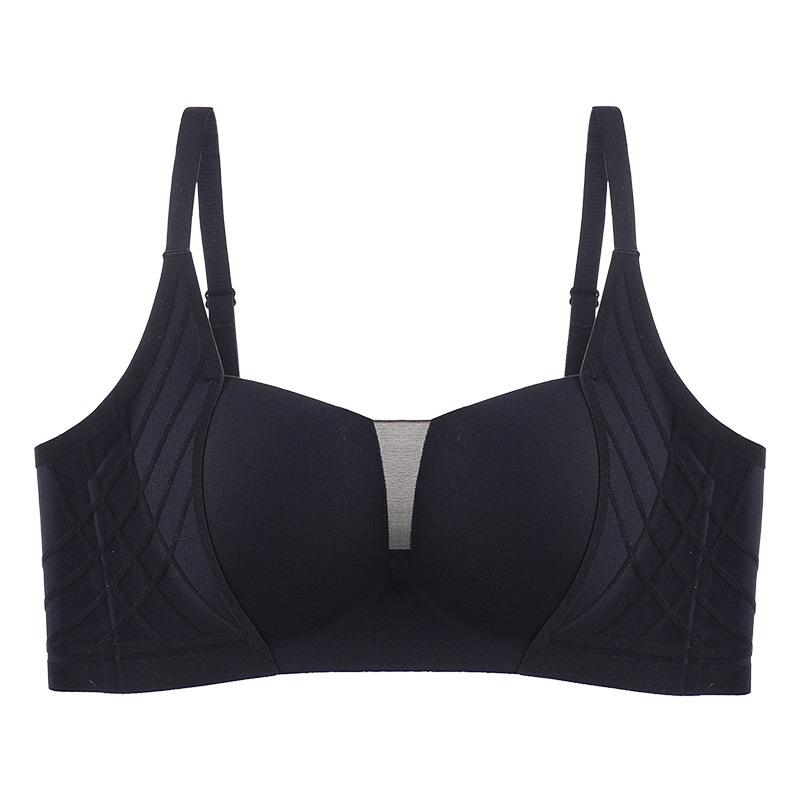 

Seamless Lingerie Women s Gathering Bra Lifting Soft Support Retracting Secondary Breasts No Underwire Thin Style Push Up Bra S чёрный