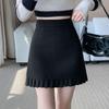 Woolen High-Waisted A-line Lace Skirt for Women - Korean Style, Pleated and Slimming, 2025 Autumn/Winter Collection.