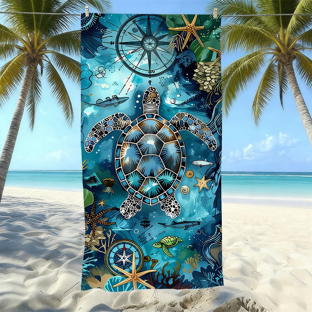 1pc Summer Vibes Beach Towel Bundle: Cute Capybara, Coastal Scenes, Retro & Fresh Print Beach Towels