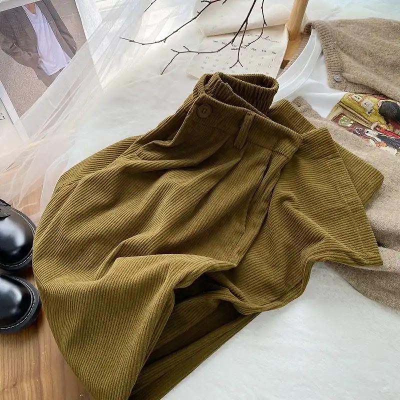 Women 2025 Autumn Winter Thickened New High-waisted Corduroy Straight Slim Casual Wide-leg Pants