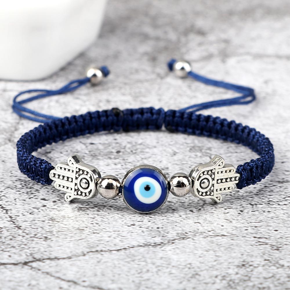 Hand of Fatima Pendant Bracelet Turkish Blue Evil Eye Lucky Red Braided Rope Handmade Adjustable Couple Jewelry For Women Men