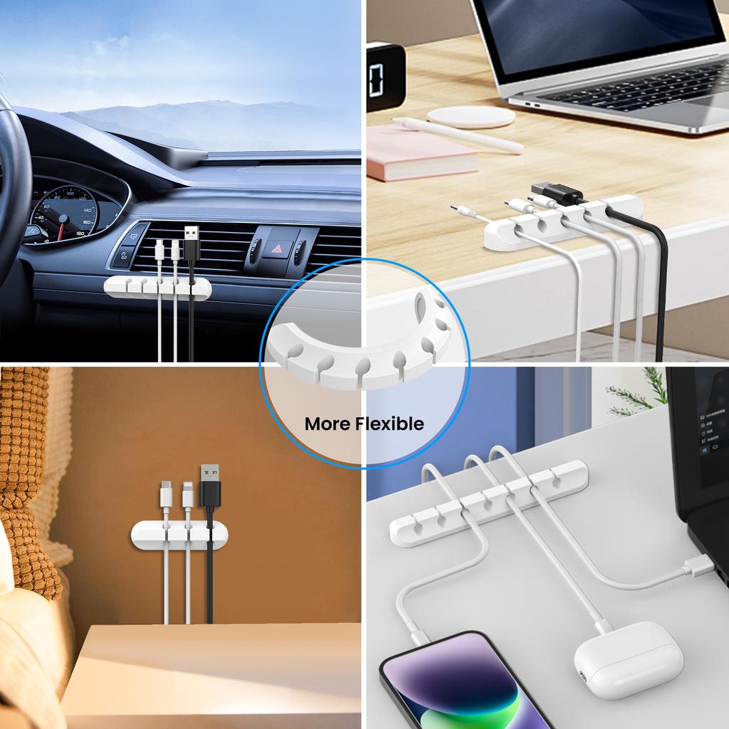 AHASTYLE WG144 3Pcs Silicone Cable Clip Organizer 3/5/7 Hole Set Wire Management System