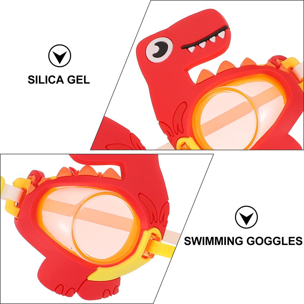 Anti Fog Swimming Goggles UV Silica Gel Kids Swim Glasses Cartoon Dinosaur Adjustable Straps Clear Vision Water