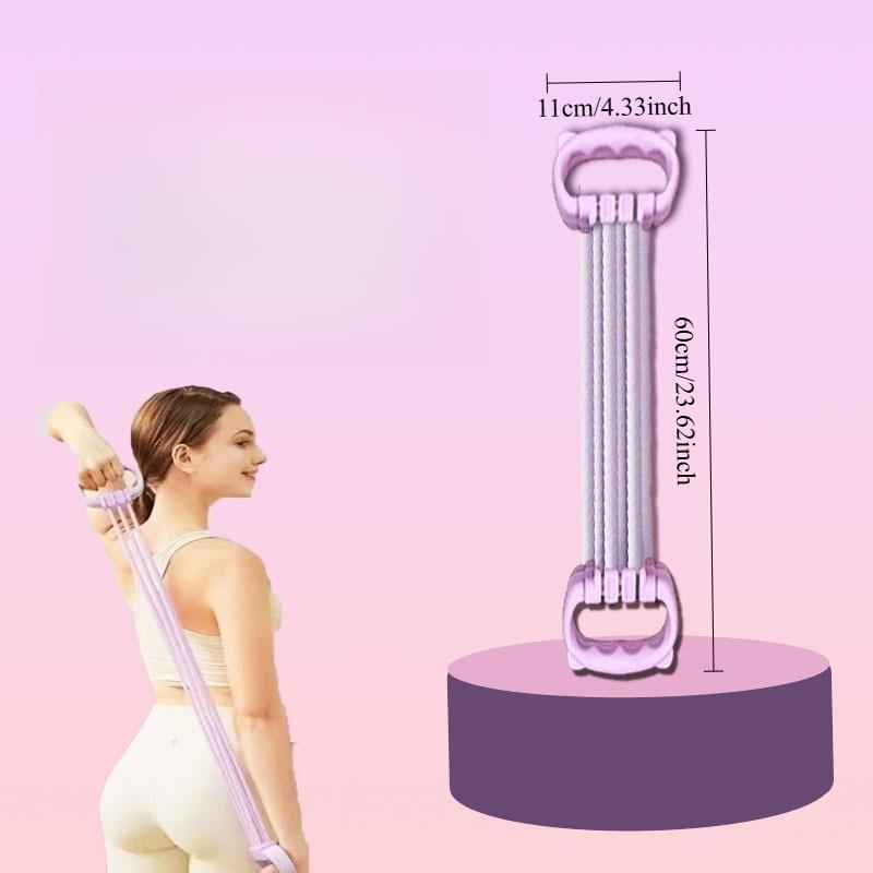 1PC Adjustable Pound 8-character Tension Device, Women's Open Shoulder Beauty Back Six Strands Home Fitness Elastic Belt 8-character Back Tension Rope