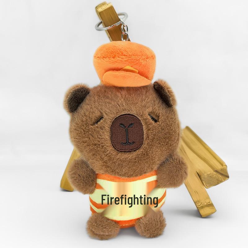 

Little Bear Plush Keychain - Cute Police & Firefighter Bag Charm Single Ring